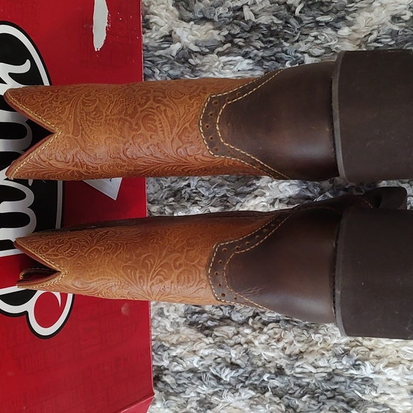Women's JUSTIN Western Leather Boots / Starlina Square Toe Gypsy Collection - Picture 3 of 8